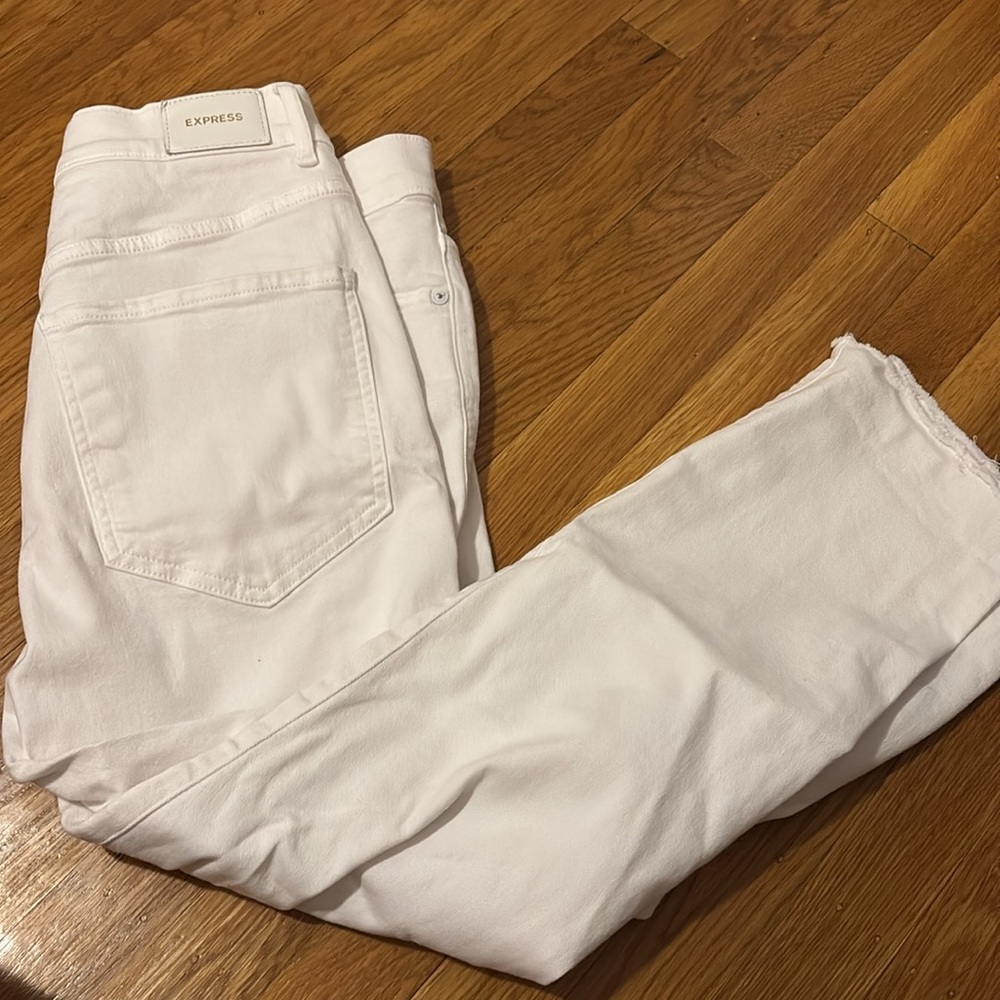 Express high rise slim crop White Jeans image 4